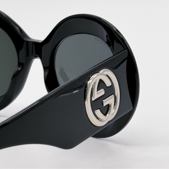 NEW GG1647S 007 GUCCI BLACK ROUND WOMEN SUNGLASSES GG 1647S 007 GUCCI - Picture 10 of 13